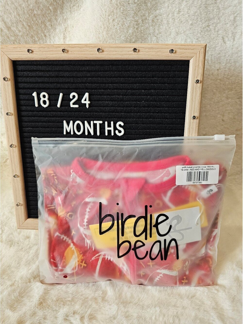 Birdie bean red and gold football zippy NIB 18/24